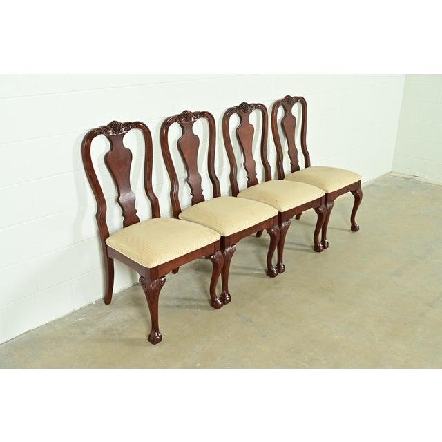 Thomasville Thomasville Chippendale Carved Cherry Wood Dining Chairs, Set of Four For Sale - Image 4 of 13