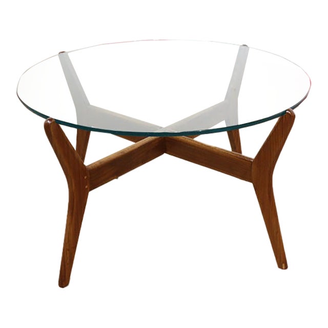 Mid Century Vintage Teak and Glass Coffee Table For Sale