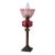 English John Scott Bronze, Cranberry & Opalescent Hobnail Glass Oil Lamp C1890 For Sale
