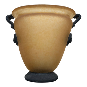 Italian Scavo Style Glass Amphora Vase With Lion Medallions