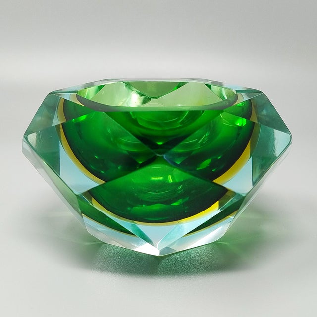 Green Large Green and Yellow Ashtray by Flavio Poli for Seguso, 1960s For Sale - Image 8 of 8
