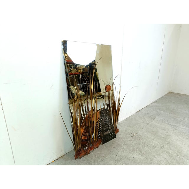 Light Yellow Sculpted Copper Mirror from Daniel Dhaeseleer, 1970s For Sale - Image 8 of 10