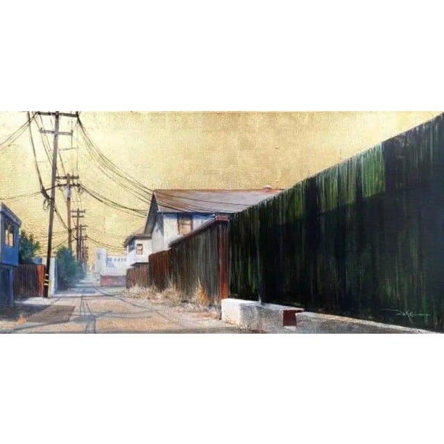 Impressionist Duke Windsor, Impressionistic Cityscape Acrylic Painting, "The Green Fence" For Sale - Image 3 of 3