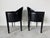 Art Deco 1980’s Italian Art Deco Postmodern Black Lacquer & Leather Club Chairs – Pair/ Sold For Sale - Image 3 of 12