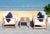 Outdoor Table and Chair Set With Accent Pillows in Natural & White & Navy - 4 Pieces For Sale - Image 9 of 10