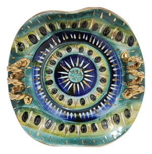 Ceramic Plate from H. Bequet Quaregnon, Belgium, 1950s