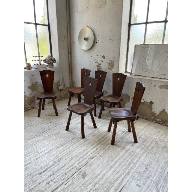 Vintage Oak Folk Art Chairs, 1950s, Set of 6 For Sale - Image 6 of 18