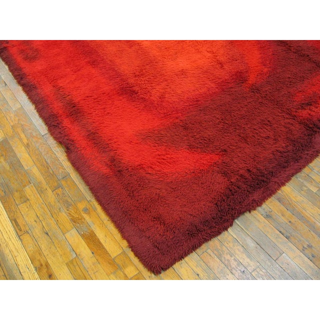 Dynamic Mid-Century With Pallet of Red Color Vintage Swedish Rya Rug ...