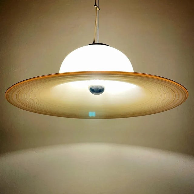 Mid-Century Beige Murano Glass Pendant Lamp from De Majo, Venice, Italy, 1970s For Sale - Image 7 of 11