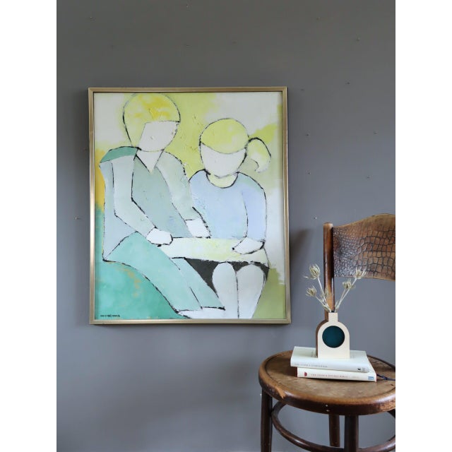Mid-Century Modern Mid-Century Modern 'Afternoon Lesson' Expressive Figurative Oil Painting by Swedish Artist Hans Osswald (1919-1983), Framed For Sale - Image 3 of 13