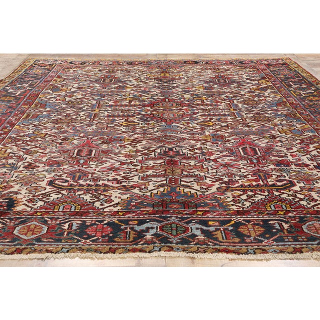 Ivory Antique Ivory Persian Dragon Heriz Rug - 08'03 X 10'06 For Sale - Image 8 of 9