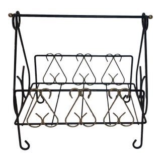 Mid Century Metal Hand-Painted Magazine Rack For Sale