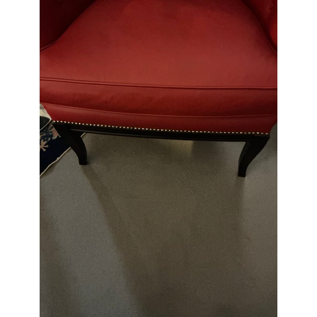 Stylized Leather Tufted Wing Chair by Ferrell + Mittman For Sale In Detroit - Image 6 of 6