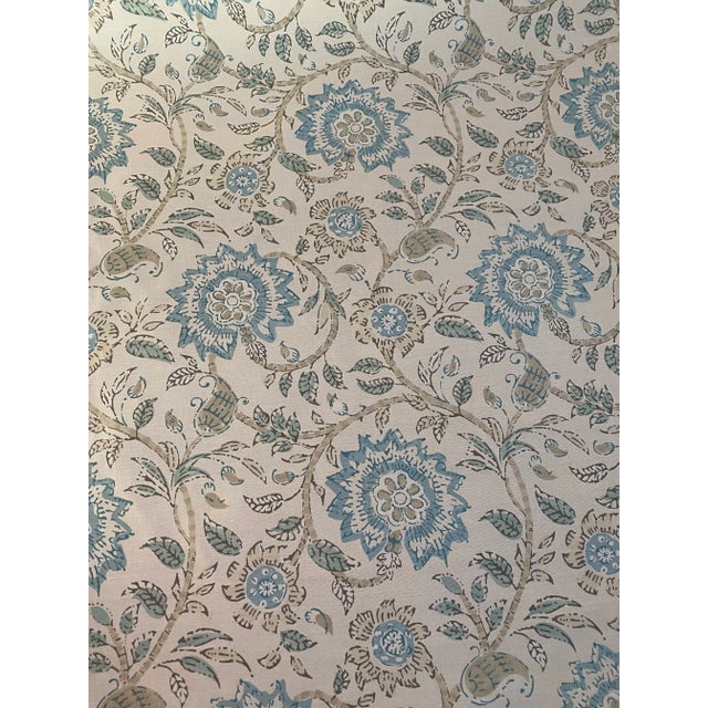 Thibaut Thibaut F964112 Sevita Linen Blend Aqua and Beige Printed Fabric 4 Yards For Sale - Image 4 of 6