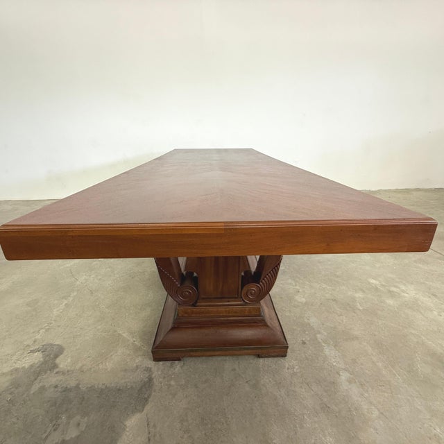 Massive French Art Deco Walnut Dining Table For Sale - Image 4 of 9