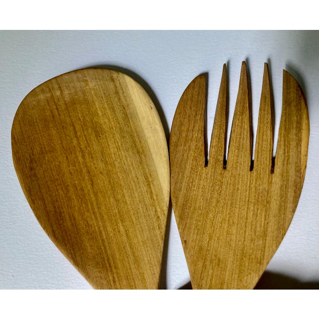 Vintage Set of 2 HandCarved Wooden Elephant Salad Servers Chairish