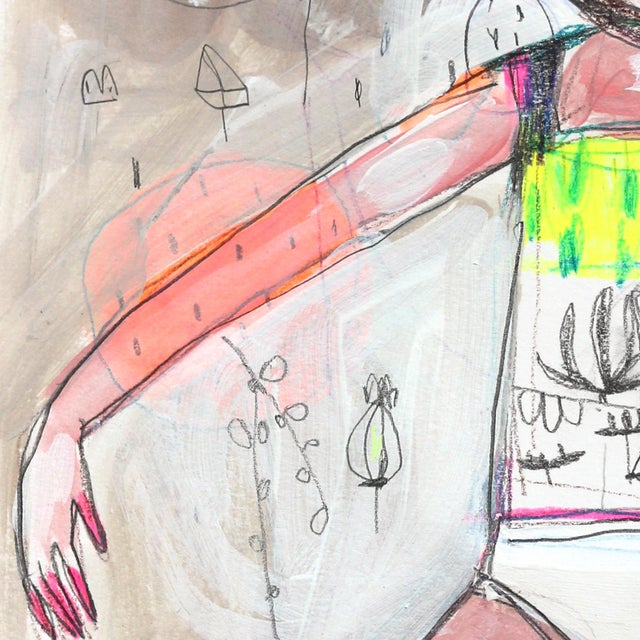 Figurative Lying in Thoughts - Colorful Whimsical Figurative Surreal Original Artwork by Silvia Pavarini For Sale - Image 3 of 7