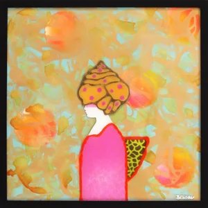 ''La Donna DI Persia'' Contemporary Abstract Figurative Mixed-Media Painting by Giuseppe Beddru, Framed