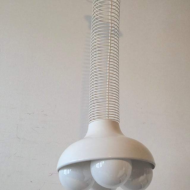 Vintage White Lacquered Steel Pendant Light by Vico Magistretti, 1960s For Sale - Image 10 of 11