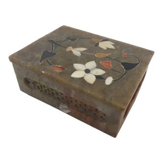 Anglo-Raj Marble Inlay Box Pietra Dura Censor For Sale