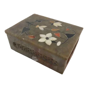 Anglo-Raj Marble Inlay Box Pietra Dura Censor
