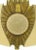 Mid-Century Modern Columbian-Inspired Brass and Terra Cotta Medallion Sculpture on Woven Mount For Sale - Image 3 of 5