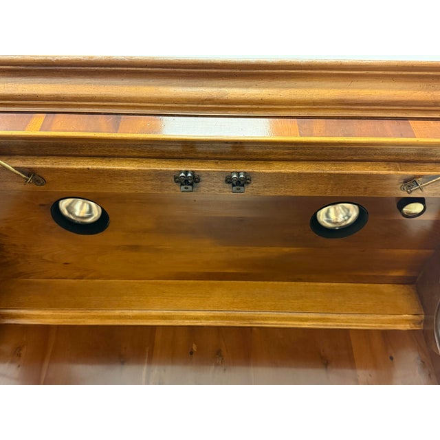 Vintage Henredon Burl Wood Double Lighted Curio China Cabinet For Sale - Image 9 of 12