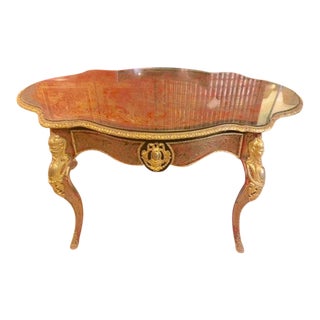 19th Century Boulle Rococo Single Drawer Glass Top Writing Table For Sale