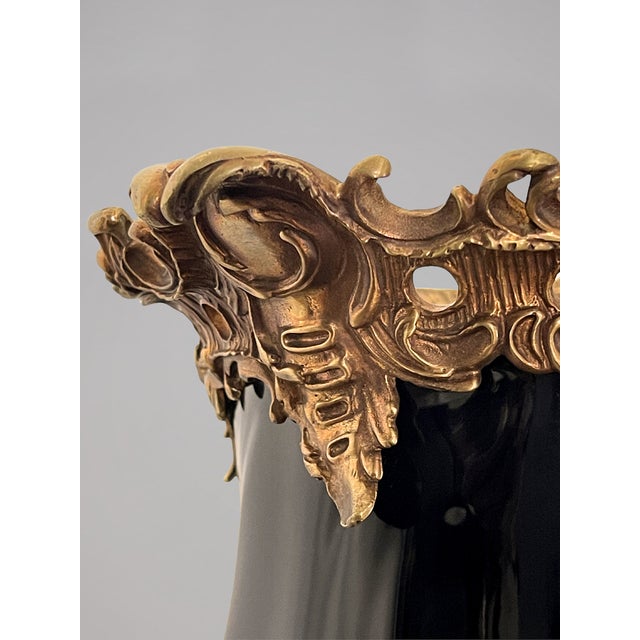 Large Covered Urn in Black Porcelain and Bronze Rocaille Decoration with Cherubs, 2010s For Sale - Image 18 of 18