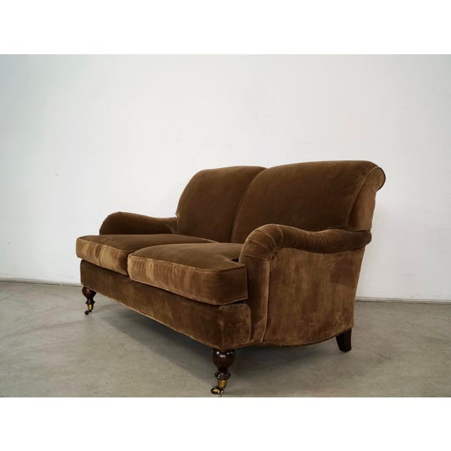 2010s Hollywood Regency George Smith Style English Roll-Arm Loveseat For Sale - Image 5 of 12