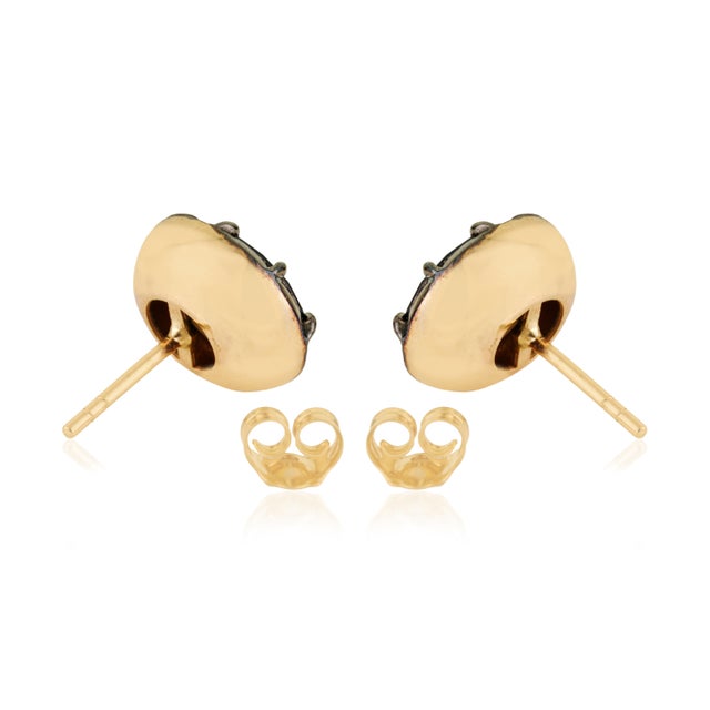 14k Gold 6.97ct Bold Deep Blue Sapphire Stud Earrings With Black Rhodium For Sale - Image 10 of 15