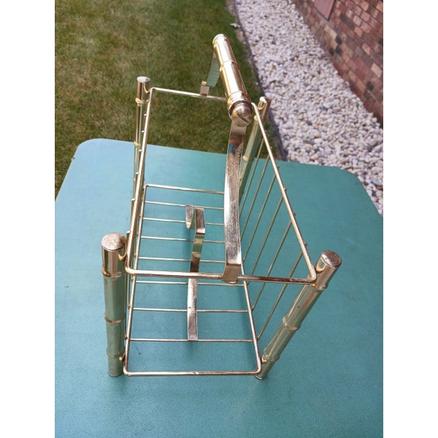 Brass Magazine Rack Vintage Mid 20th Century MCM For Sale - Image 4 of 6