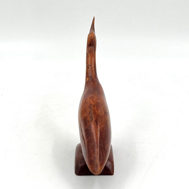 Brown Mid 20th Century Modern Folk Art Carved Wood Nantucket Sandpiper Shorebird Figurine For Sale - Image 8 of 15