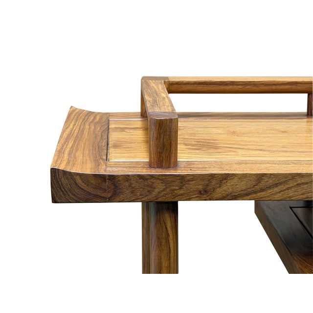 Auburn Simple Oriental Minimalistic Natural Wood Console Side Table Desk For Sale - Image 8 of 14