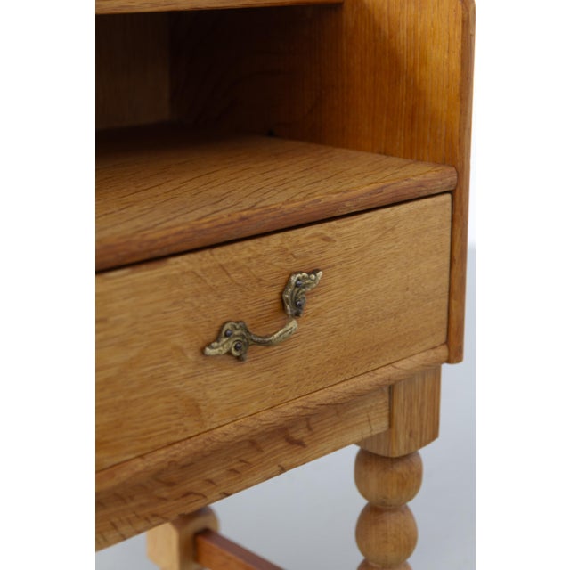 Brutalist Danish Oak Bedside Table, 1970s For Sale - Image 12 of 18