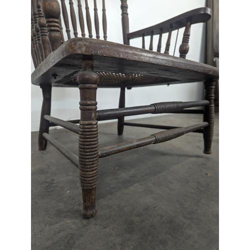 American Armchair with Spindles and Cane Seat For Sale - Image 11 of 12