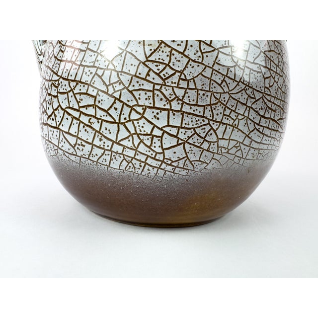 Mid-Century Accolay Crackle-Glaze Sculptural Vase, Signed b.a., France For Sale - Image 6 of 12