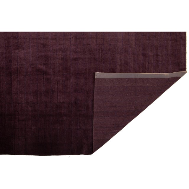 Modern Modern Rug Made From Wool and Silk Featuring a Tibetan Weave Design in Purple For Sale - Image 3 of 9