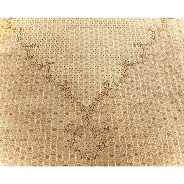Persian Fine 1920s Persian Ghom Beige and Brown Handwoven Wool Rug For Sale - Image 3 of 7