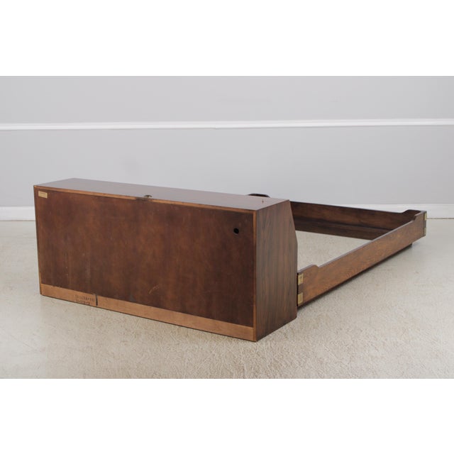 Henredon Scene 1 Campaign Style Oak Queen Size Bed For Sale - Image 15 of 18