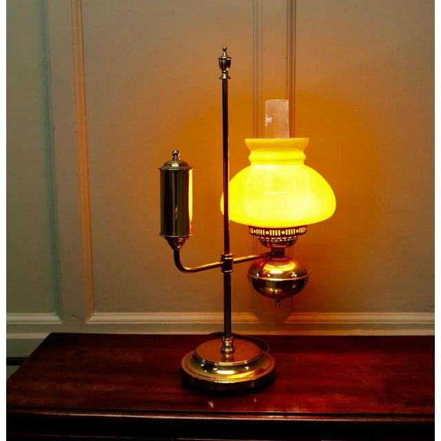 Antique Style Brass Oil Table Lamp, 1970 For Sale - Image 3 of 7