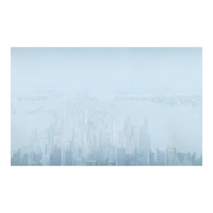 SAMPLE - Schumacher x The New Yorker Pascal Campion's New York Skyline Wallpaper In Blue