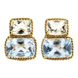 Christina Addison Rope Twist Earrings With Green Amethyst and Blue Topaz