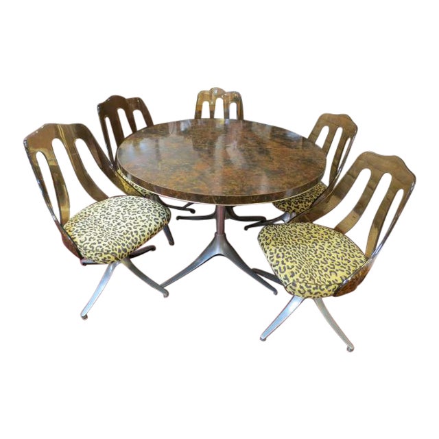 Vintage Mid Century Modern 6pc. Round Dining Set by Howell, C1970 6