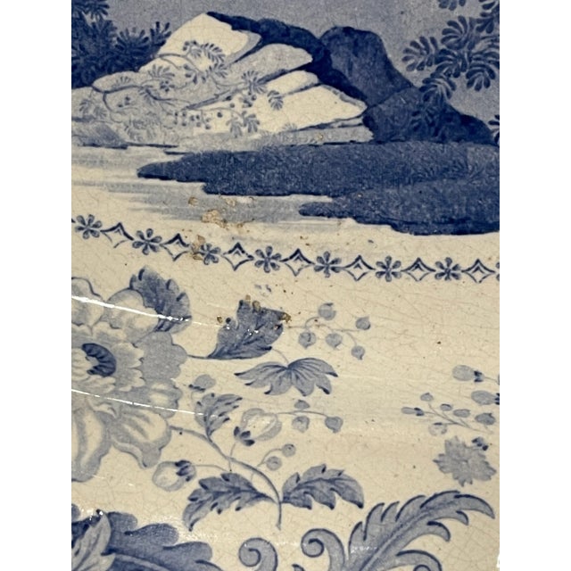 Early 19th Century Early 19th Century English Blue and White Platter With Pagoda For Sale - Image 5 of 6