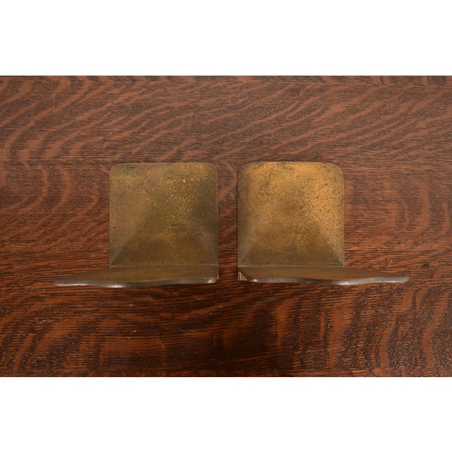 Early 20th Century Tiffany Studios New York Zodiac Pattern Bronze Bookends, Circa 1910 For Sale - Image 5 of 11