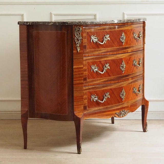 Wood Antique French Chest of Drawers with Marble Top, 1800s For Sale - Image 7 of 17