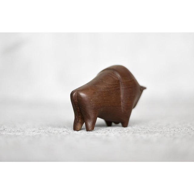 Vintage Danish Dark Teak Bison Figurine, 1960s For Sale - Image 6 of 9