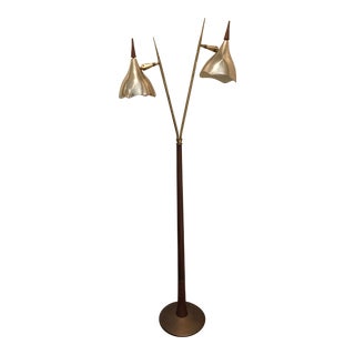 Vintage Danish Metal & Walnut Floor Lamp For Sale