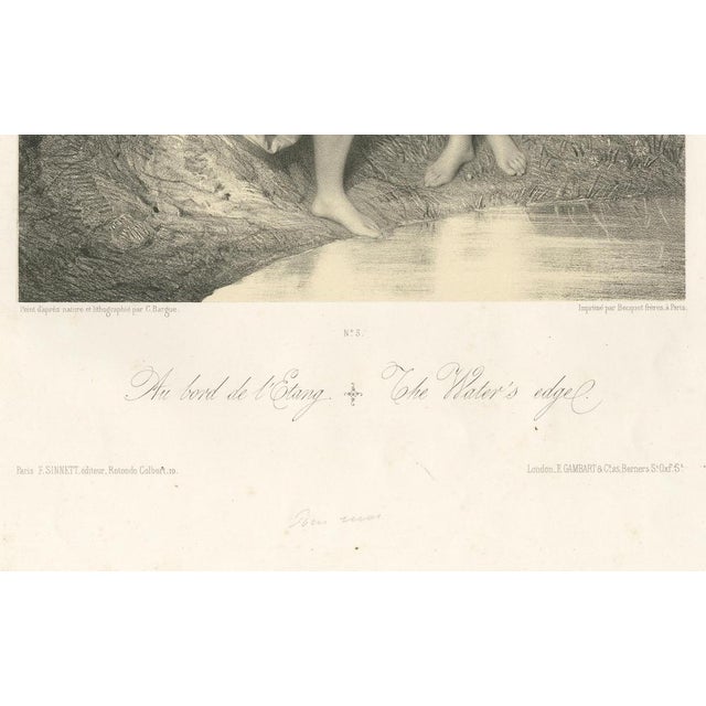 Les Sylphides – The Water's Edge, Romantic Nude Lithograph, Paris circa 1840 This elegant 19th-century lithograph titled...